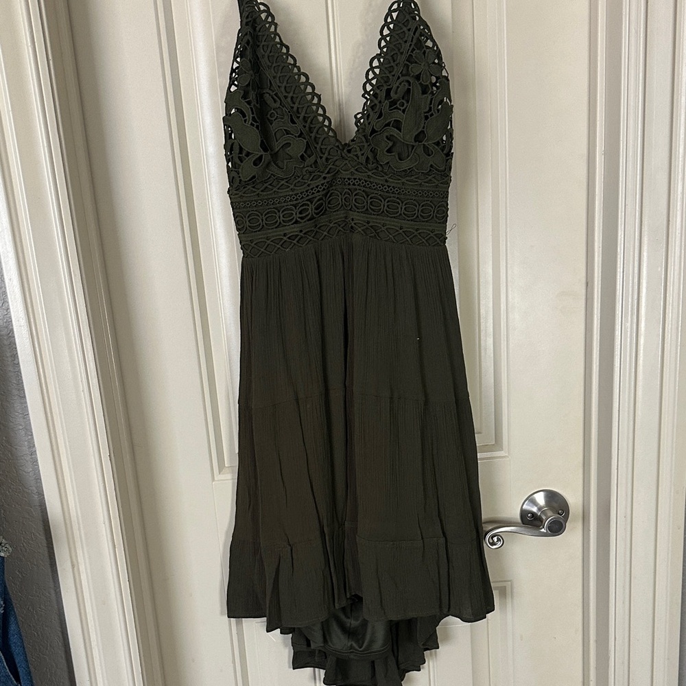 Olive Lace Mini Dress